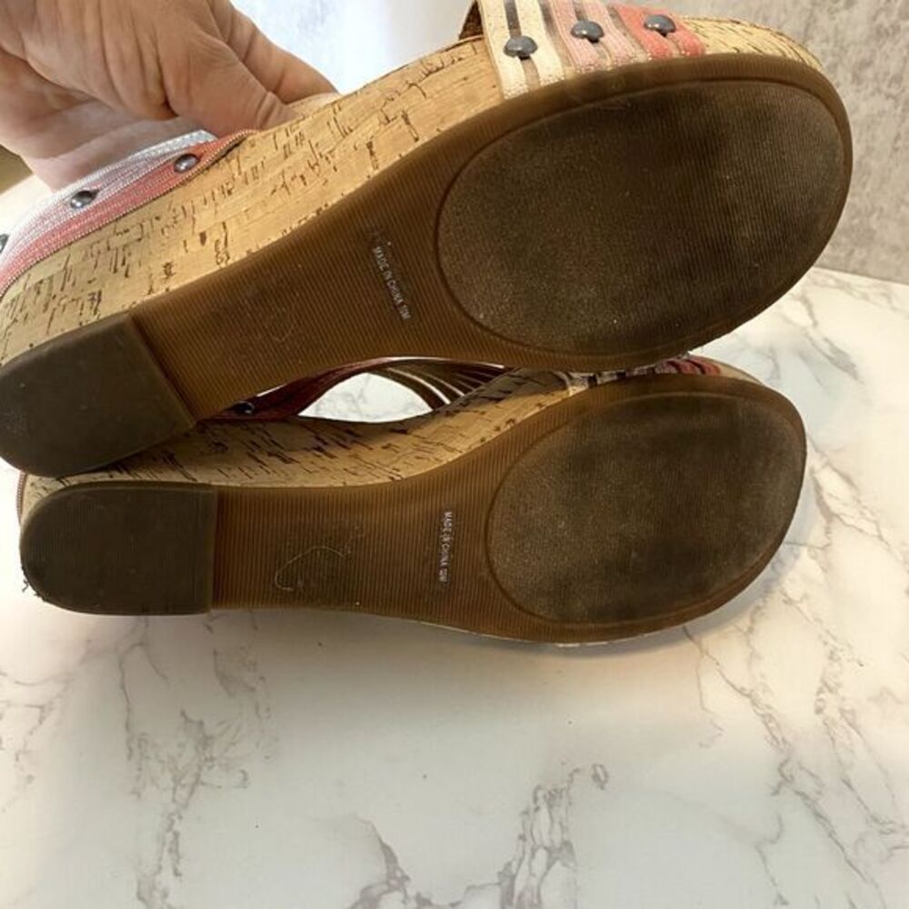 2/$30 Lucky Brand Wedge Sandals Women Sz 10M‎ Pink Cork Platform Summer - Picture 10 of 15